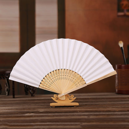 7-inch White Paper Fan Empty White Folding Fan Color Children Painting Fan DIY Handmade Coloring Plain Noodles Foreign Trade