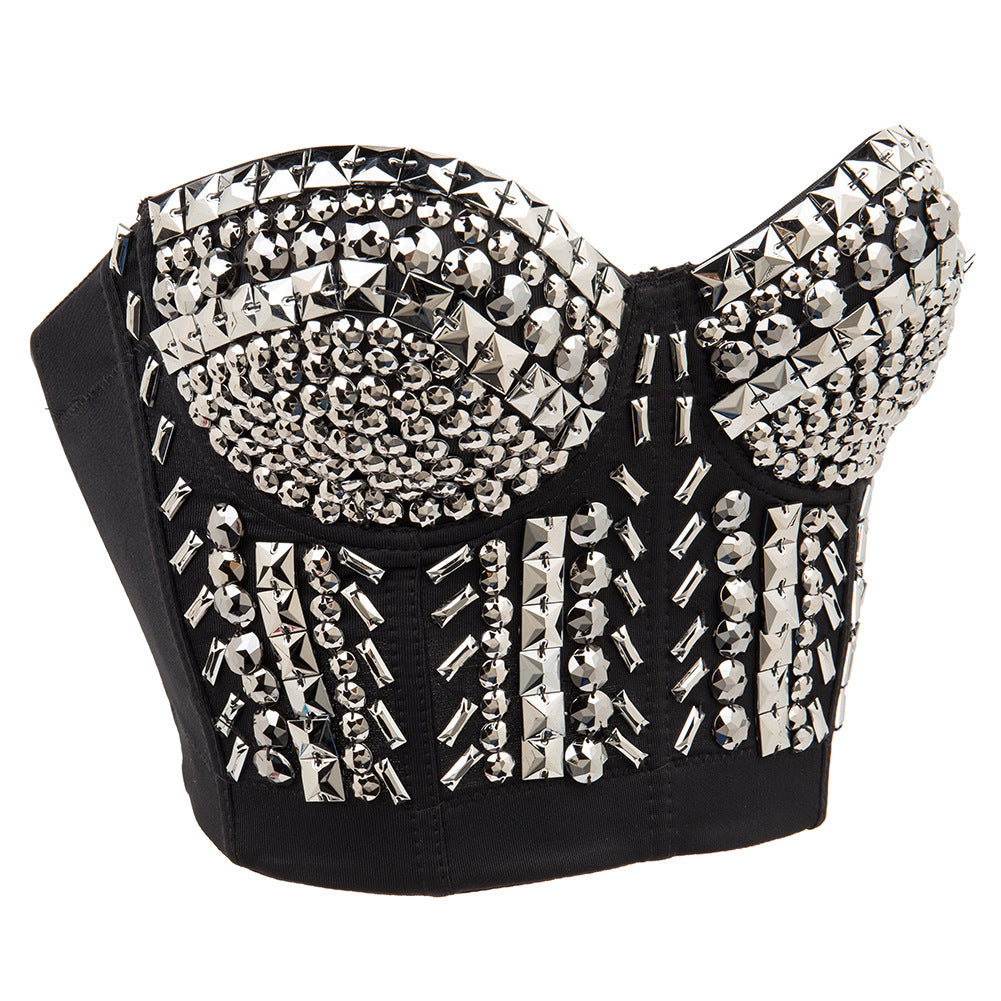 Soutien-gorge sexy pour femmes, style punk, paillettes et perles