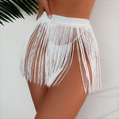 Beach Tassel Little Short Dress Bikini Vacation Swimsuit Half-length Overskirt