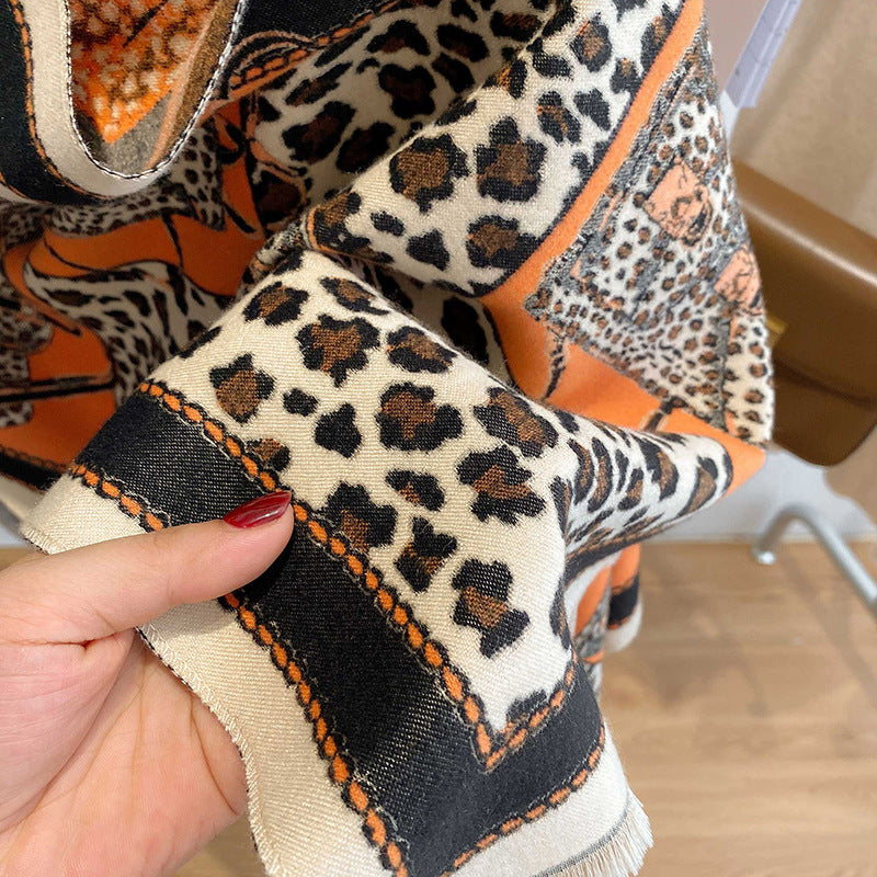 Women's Fashion Leopard Jacquard Scarf