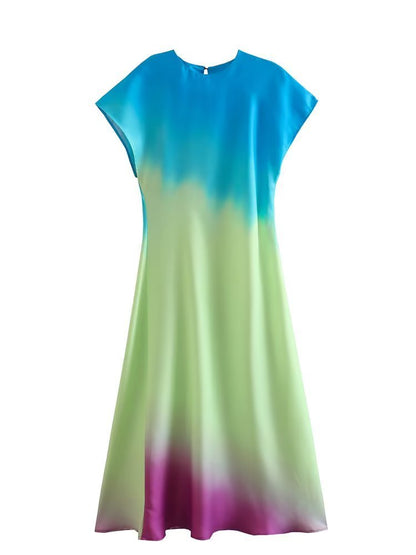 Printed Gradient Tie-dye Long Dress