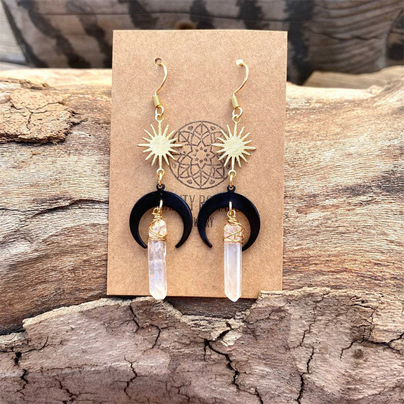 Boucles d'oreilles à quartz en alliage de cristal Boho pour femmes