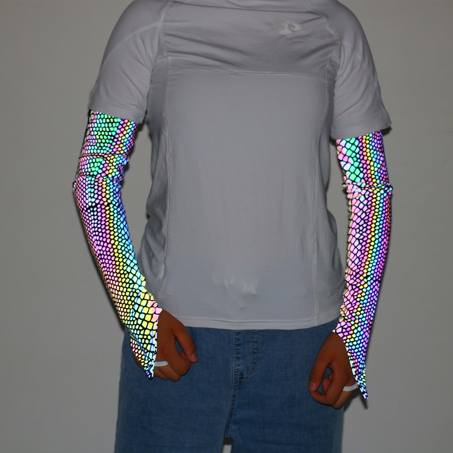 Manchon réfléchissant lumineux de protection solaire de sport de mode pour dames