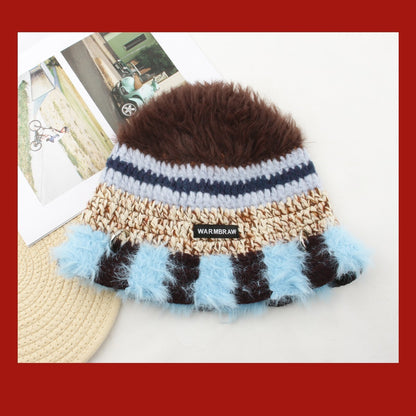 Crochet Woolen Bucket Hat Korean Punk Knitted