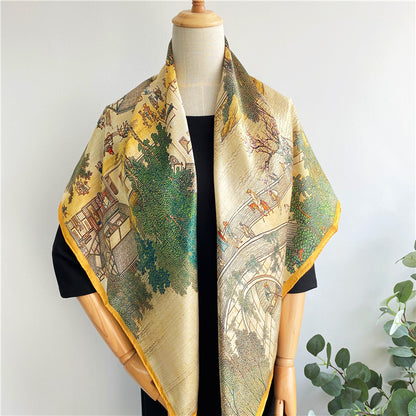 Foulard en soie Grand Foulard Carré Châle Femme