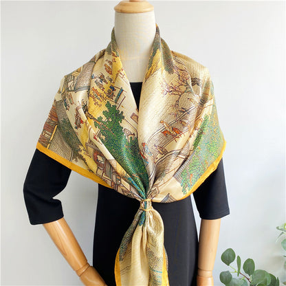 Foulard en soie Grand Foulard Carré Châle Femme