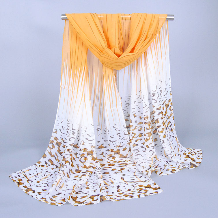 Leopard Print Chiffon Long Women's Scarf