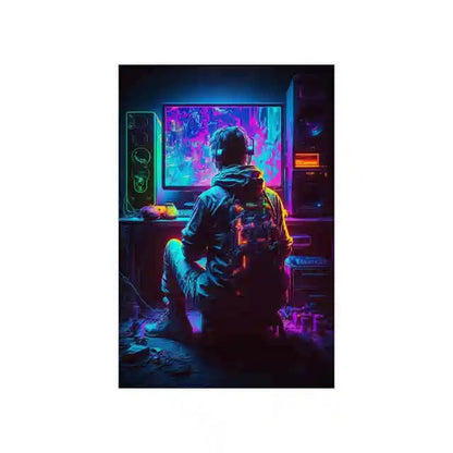 Colourful Neon Gamer Controller Canvas Poster