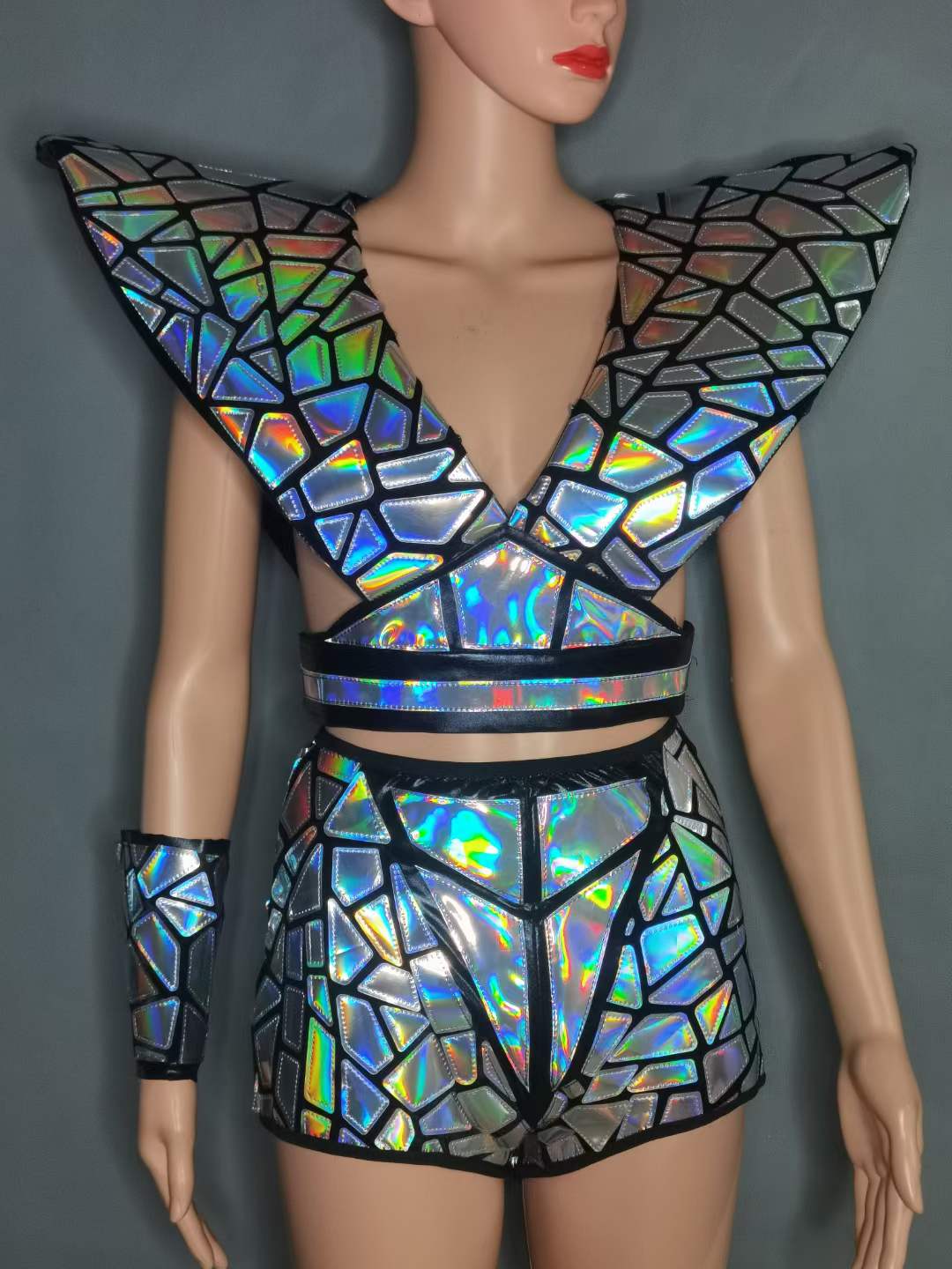 Silver Reflective High Shoulder Stereoscopic Suit