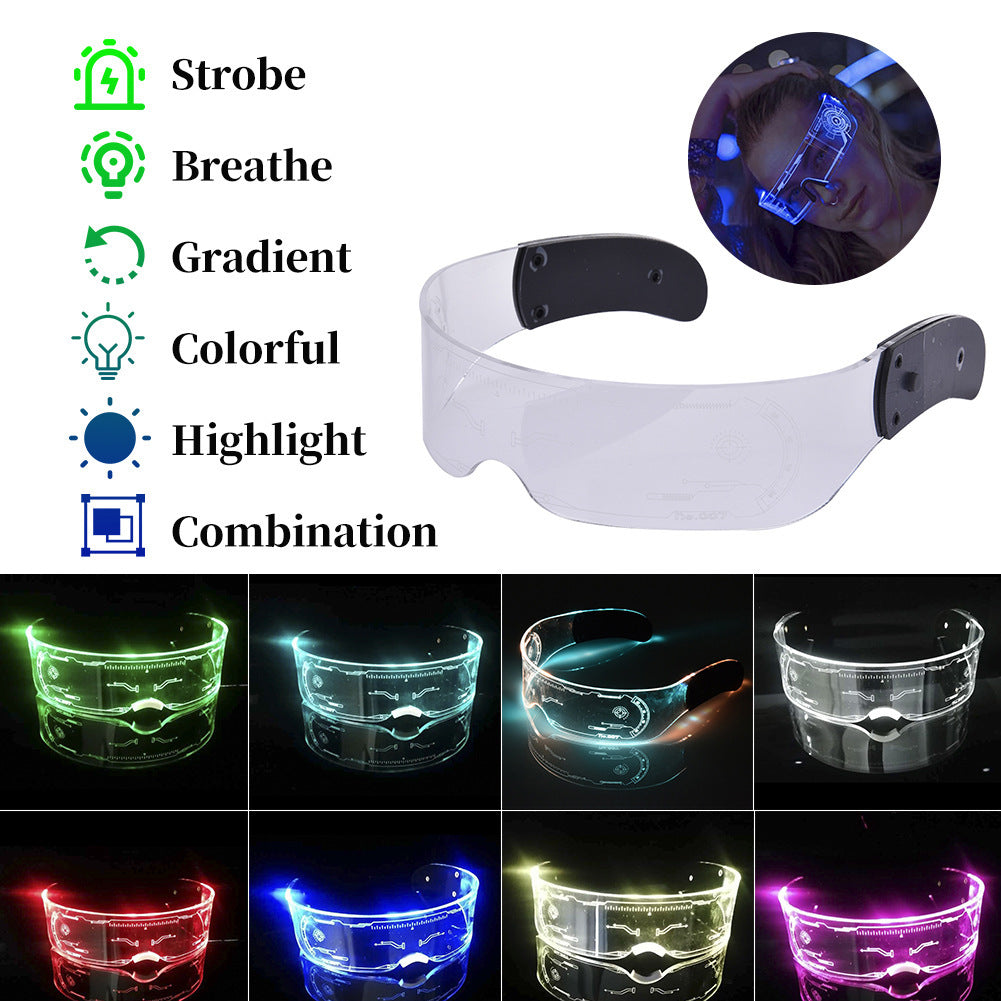 LED Luminous Glasses Party Bar Disco Punk Glasses Futuristic Style Festival Goggles Decoration Gifts