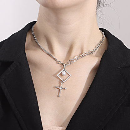 Collier pendentif croix rétro Club Punk bijoux tendance