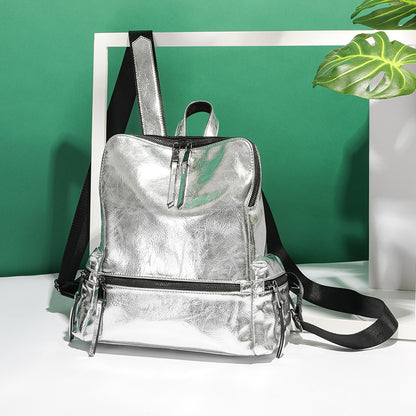 Women's Spring And Summer Silver Reflective Trendy Backpack