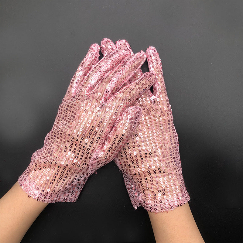 Stage Performance Fashion Thin Sequin Reflective Gloves