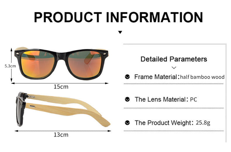 Gafas de sol de madera europeas y americanas retro.