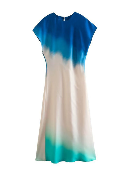 Printed Gradient Tie-dye Long Dress