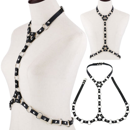 Collier de bondage gothique, ceinture, chaînes de corps avec cordon de serrage