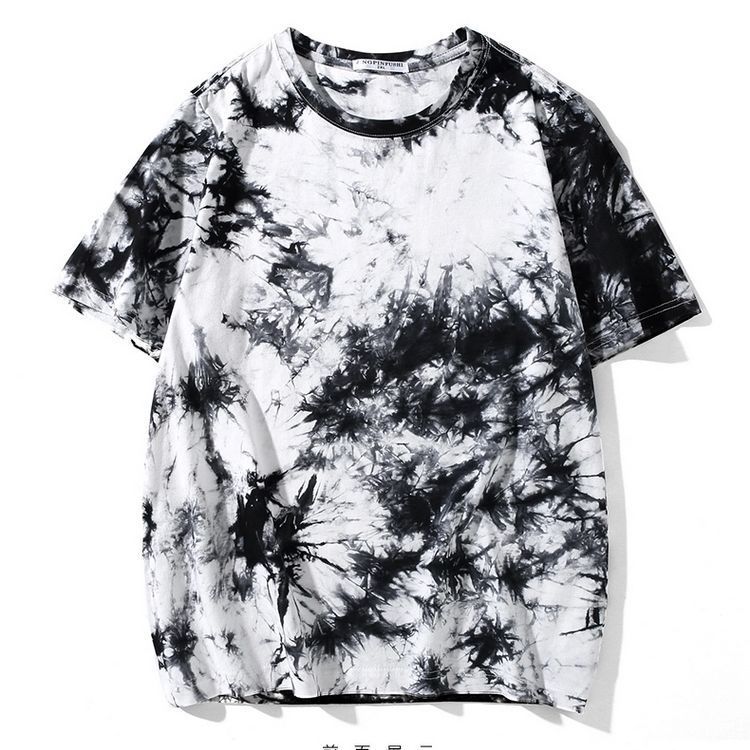 Manches courtes amples dégradées tie-dye pour hommes