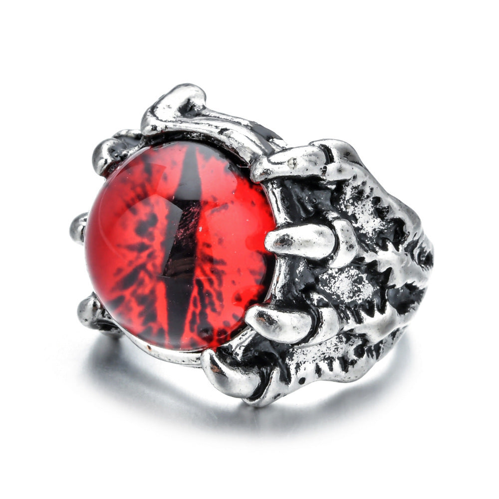 Bague rétro pour hommes et femmes, griffe de Dragon, griffe d'aigle, oeil, Punk