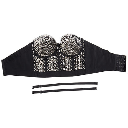 Soutien-gorge sexy pour femmes, style punk, paillettes et perles