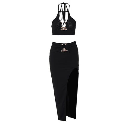 Ensemble deux pièces jupe bandeau Style boîte de nuit, costume à la mode pour femmes