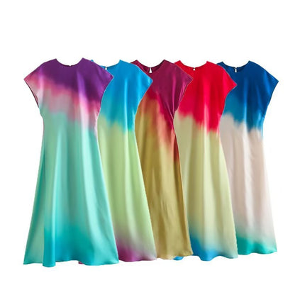 Printed Gradient Tie-dye Long Dress