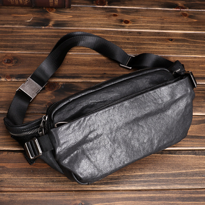 Sac banane en cuir multifonctionnel sport Oxskin sac à bandoulière mode décontracté