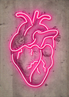 Abstract Neon Heart Skeleton Artwork Decorative Painting