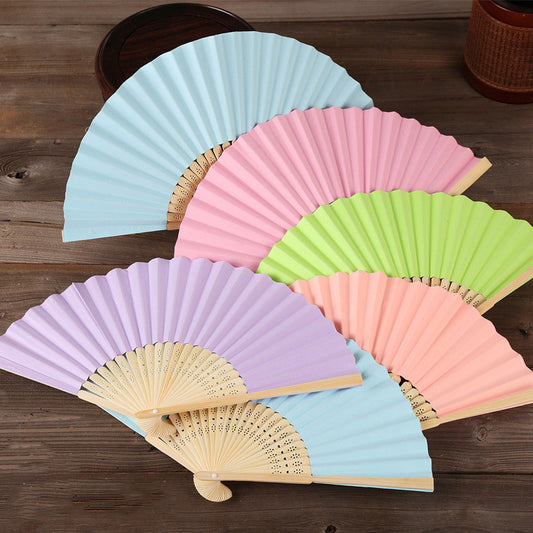 7-inch White Paper Fan Empty White Folding Fan Color Children Painting Fan DIY Handmade Coloring Plain Noodles Foreign Trade