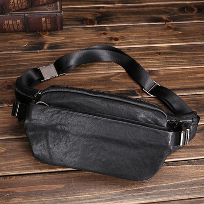 Leather Fanny Pack Multifunctional Sports Oxskin Casual Fashion Crossbody Bag