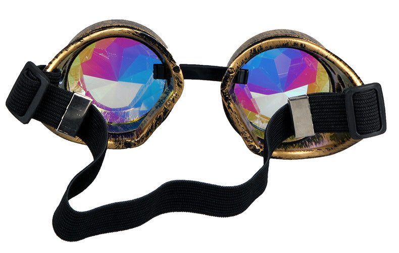 Kaléidoscope lunettes Steampunk hommes lunettes de soleil lunettes rondes coupe-vent accessoires