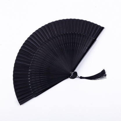 Paint All Black Fan Folding Fan Chinese Style Female Antique Classical Dance Fan Craft Fan Amazon Hot Fan