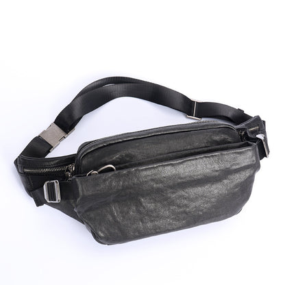 Riñonera de cuero multifuncional deportiva piel de buey bolso cruzado de moda informal