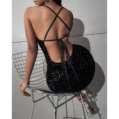 Robe de fille chaude Ins tenue de discothèque paillettes Sexy coupe ajustée