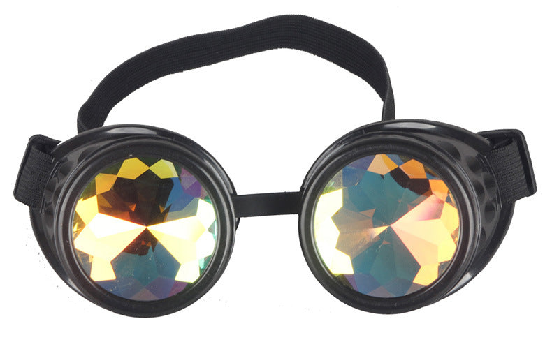 Kaléidoscope lunettes Steampunk hommes lunettes de soleil lunettes rondes coupe-vent accessoires