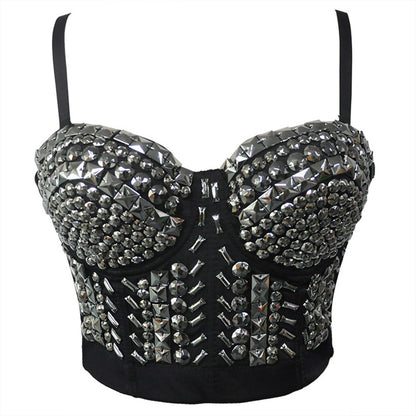 Soutien-gorge sexy pour femmes, style punk, paillettes et perles