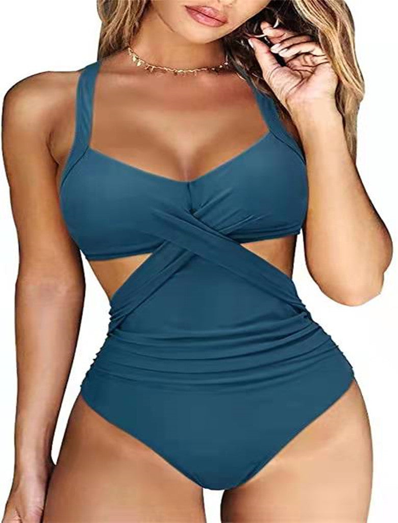 Maillot de bain sexy pour femme, tenue croisée au ventre